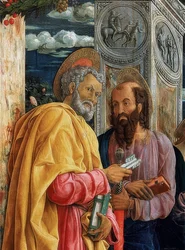 San Zeno oltár. Részlet a bal oldalról. 1457-1460. A képen a tarzusi Simon Péter és Pál látható
