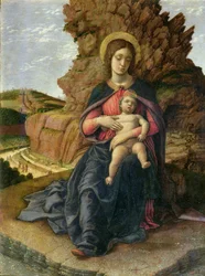 Szűz és gyermek, más néven a Kőfejtő Madonnája, 1480-as évek (tempera a panelen)