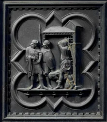 Keresztelő Szent János lefejezése, a San Giovanni Keresztelőkápolna déli ajtajának tizenhatodik táblája, 1336 (bronz)