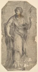 Szent Máté bottal és könyvvel, balra fordulva, kb. 1540-50.
