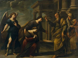 Raguels áldása lányára, Sarahra, mielőtt Tóbiással együtt elhagyta Ecbatanát, c. 1640