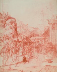 A Mágusok imádása, Andrea del Sarto rajza. Rajzok és nyomatok kabinetje, Uffizi Galéria, Firenze