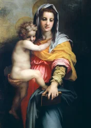 Madonna gyermekkel, részlet a Hárpiák Madonnájából, 1517, Andrea del Sarto (1486-1530), olaj, fa, 207x178 cm
