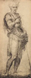 Tanulmány egy férfialakról, Andrea del Sarto rajza. Rajzok és nyomatok kabinetje, Uffizi Galéria, Firenze