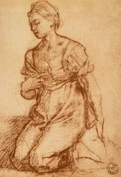 Egy nő tanulmányozása; Andrea del Sarto rajza. Rajzok és nyomatok kabinetje, Uffizi Galéria, Firenze