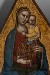 A trónra ültetett Madonna és a Kis Jézus
