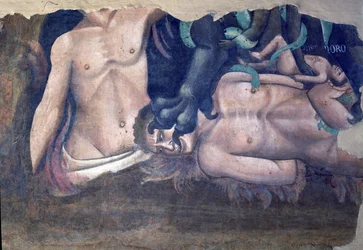 A halál diadala, részlet az elátkozottak gyötrelméről, 1348-as freskó