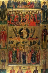 Krisztus mennybemenetele a Hetoimasiával - Andreas Ritzos (1421-1492) ikonja, fa tempera (71x47,5 cm)