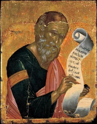 Szent János evangélista, aki a Jelenéseket írja - Ikon, Andreas Ritzos (1421-1492), tempera fán (24x23,4 cm), 1455 körül - Benaki Múzeum, Athén (Görögország)