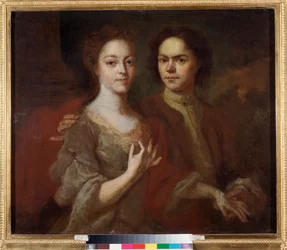Önarckép feleségével (Önarckép a feleséggel) - Andrej Matvejevics Matvejev (Matvejev) (1701-1739) festménye, olaj, vászon, 1729 körül - Orosz művészet, 18. századi portré - Állami Orosz Múzeum, Szentpétervár
