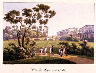 Andrej Jefimovics Martynov (1768-1826) ""A Cameron Galéria képe a Carszkoje Selo-i Parkban"), toll, ecset, akvarell, tinta és fehér szín papíron 1817 előtt - Állami Tretyakov Galéria, Moszkva