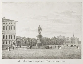 Kilátás a Mars-mezőre és a Szuvorov-emlékműre Szentpéterváron, 1821-1822