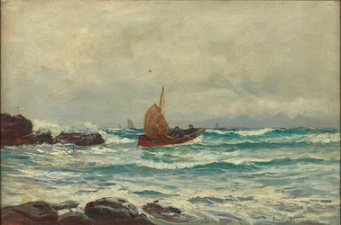 Navigálás a tengerparton (olaj, vászon)