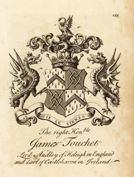 James Touchet jobboldal címere, Lord Audley of Heleigh Angliában, Castlehaven 6. grófja Írországban, meghalt 1740-ben