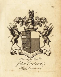 John Carteret jobboldal címere, Lord Carteret, Granville 2. grófja, Sark 7. seigneurja