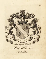 A jobboldal címere, tisztelt Robert Petre, Lord Petre, 8. Petre báró