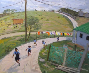 Iskolás gyerekek, 2011 (olaj, vászon)