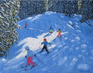 Síiskola. Samoens, Grand Massif, Franciaország, 2021 (olaj, vászon)
