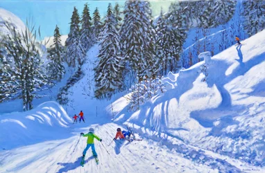 Síelés a pályán, Tignes, Franciaország, 2022 (olaj, vászon)
