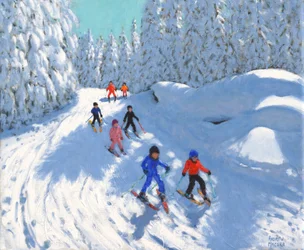Síelés az ösvényen, Courchevel, 2018, (olaj, vászon)