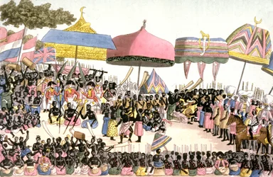Angol Nagykövetség Elefántcsontparton, 1820 körül (metszet)