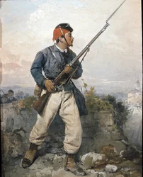 Az "Alpok vadászai" Garibaldian hadsereg helyőrségének katonája, 1859 körül (olaj, vászon)
