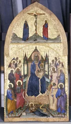 Trónoló Madonna és Gyermek angyalokkal és szentekkel, 1360-70 körül (tempera nyárfán)