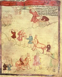 Cott Claud B IV f.38 Ábrahám és Izsák feláldozása, az Aelfric Pentateuchból, St. Augustine