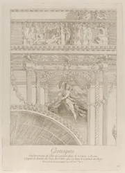 Groteszkek: a római Colosseumot díszítő stukkó domborművek részlete, szárnnyal..., kb. 1729.