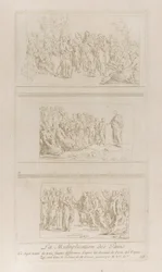 Három külön tanulmány a kenyerek csodáiról, amelyek Krisztust mutatják a d...-ben, kb. 1729-40.