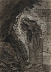 Agnès belép a barlangba, 1790-1800 körül (fekete kréta)