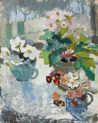 Első virágok, c. 1947 (olaj a fedélzeten)