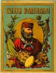 Elixir Garibaldi reklámja, az olasz hazafi arcképével