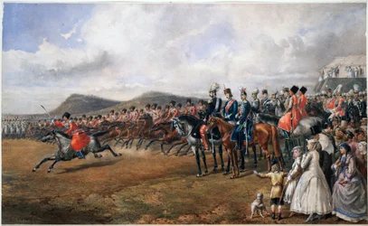 II. Alexandre (1818-1881) passant les torupes en revue - II. Sándor cár csapatokat értékel - Névtelen - 1867 - Akvarell papíron - 55x90 - Magángyűjtemény