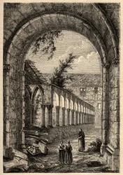 A Cordeliers kolostor vagy a Saint-Francois de Quimper (Finistere) egykori kolostora - - "" PATRIE" metszet - PECTURESSE FRANCIAORSZÁG LUCIEN HUARD 6 KÖTETES LEÍRÁSA - 19. század vége