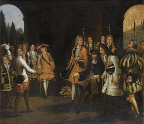 XIV. Lajos közönsége Nagy Péter cárral Versailles-ban