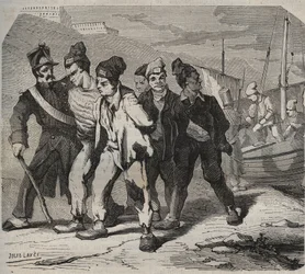 Belle-Ile-en-Mer (gyönyörű sziget a tengeren) a XIX. Pierre Zaccone (1817-1895) „A börtönök története létrehozásuktól napjainkig” metszetébe (1877) (Colonia Penale - Büntetés-végrehajtási telep)