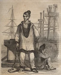 Örökké tartó meggyőződések a Rochefort Bagne-ban a 19. században. Pierre Zaccone (1817-1895) „A börtönök története létrehozásuktól napjainkig” metszetébe (1877) (Colonia Penale - Büntetés-végrehajtási telep)