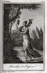 Erigo és Bacchus, 1819-es metszete Charles Albert Demoustier (1760-1801) „Lettres a Emilie sur la mythologie” című művében. Magángyűjtemény.