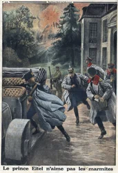 Első világháború 1914-1918 (14-18. háború). Eitel Frigyes porosz herceg (1883-1942) az angol hadsereg közeledtére Coulommiers városába menekült. A „” Le Petite Journal”-ban, 1916.10.1. Magángyűjtemény