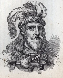 Galeazzo Visconti szerint - Galeas II Visconti portréja - Galeazzo II Visconti - 1320-1378 -metszet -