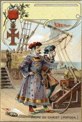 PORTUGÁLIAI KRISZTUS-RENDELET lovagjai. század végi kromolitográfia. Magángyűjtemény.