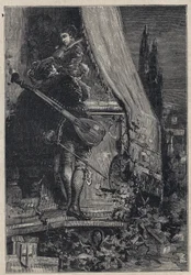 Lucrezia Borgia és Don Gaspare Aversa, Procida grófja – Oscar Pio „Lucrezia Borgia” című metszete – 1883