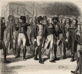 Maximilien Robespierre-t és vádlotttársát az Egyezmény keretében 1794-ben letartóztatták Privát ragasztó