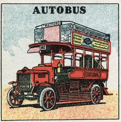 Mechanikus vontatás: busz. 1925 névtelen illusztrációja. Magángyűjtemény.
