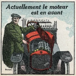 Mechanikus vontatás: az 1920-as évek motorja előttünk áll. Névtelen illusztráció 1925-ből. Magángyűjtemény.