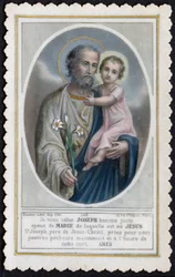 Jámbor kép: Jézus gyermekként József karjában (metszet)