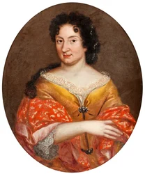 ""Anna Mons portréja, I. Péter cár szeretője"" (Anna Mons (1672-1714) portréja) Névtelen festmény 1700 körül Olaj, vászon Mérete 72x60 cm Magángyűjtemény