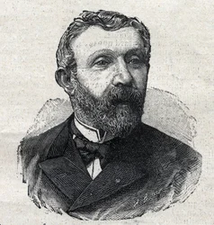 Alfred Mezieres (1826-1915) francia irodalomtörténész, újságíró és politikus portréja. Metszet a "Le Petit Parisien"-ben