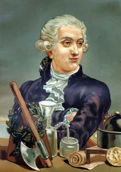 Antoine Laurent de Lavoisier (1743-1794) francia kémikus portréja. Louis Figuier „Tudomány és emberei” után. Barcelona 1881.